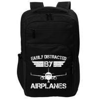 Easily Distracted By Airplanes Aviation Pilot Airplane Lover Impact Tech Backpack