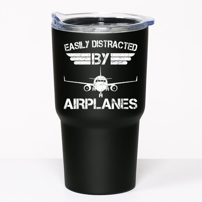 Easily Distracted By Airplanes Aviation Pilot Airplane Lover Tumbler