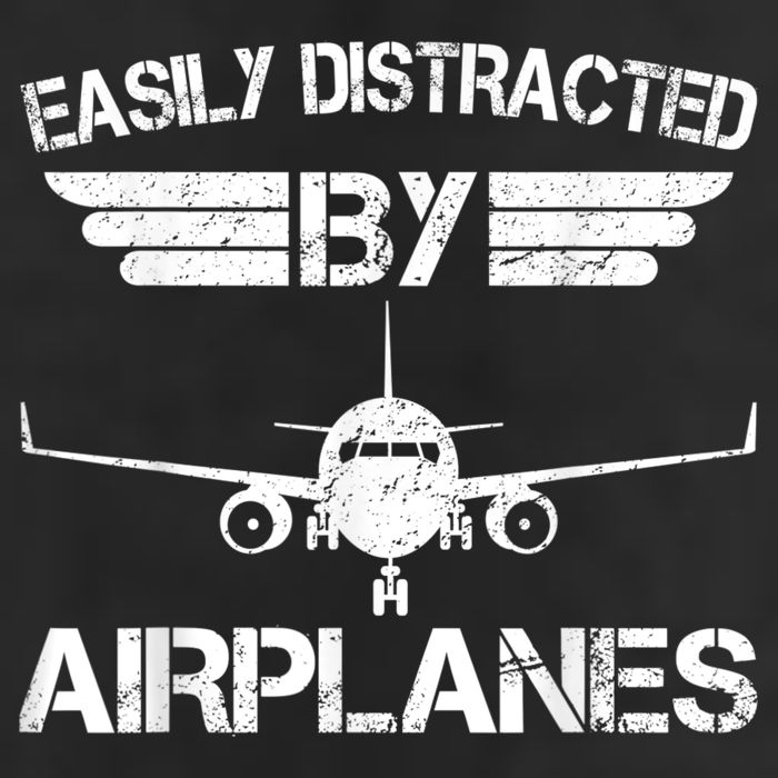 Easily Distracted By Airplanes Aviation Pilot Airplane Lover Large Microfiber Waffle Golf Towel