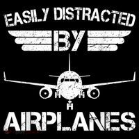 Easily Distracted By Airplanes Aviation Pilot Airplane Lover Premium T-Shirt
