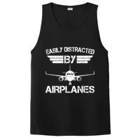 Easily Distracted By Airplanes Aviation Pilot Airplane Lover PosiCharge Competitor Tank