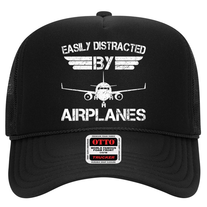 Easily Distracted By Airplanes Aviation Pilot Airplane Lover Hat