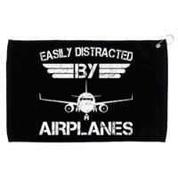 Easily Distracted By Airplanes Aviation Pilot Airplane Lover Grommeted Golf Towel