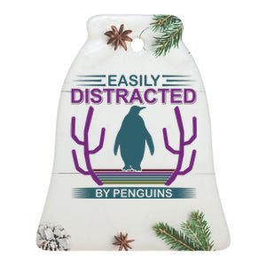 Easily Distracted By Penguins Ceramic Bell Ornament