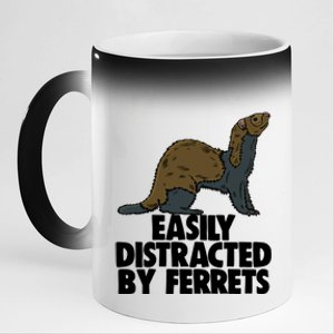 Easily Distracted By Ferregift Funny Ferret Lovers Gift 11oz Black Color Changing Mug