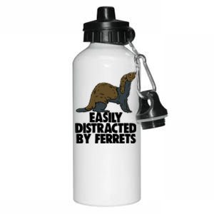 Easily Distracted By Ferregift Funny Ferret Lovers Gift Aluminum Water Bottle