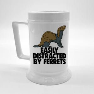 Easily Distracted By Ferregift Funny Ferret Lovers Gift Beer Stein