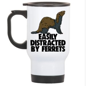 Easily Distracted By Ferregift Funny Ferret Lovers Gift Stainless Steel Travel Mug