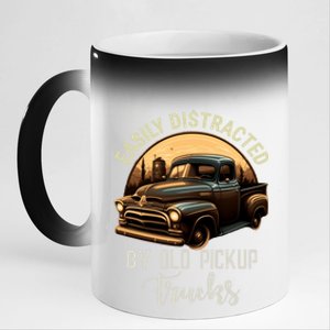 Easily Distracted By Old Pickup Trucks Classic Cars Lover Gift 11oz Black Color Changing Mug