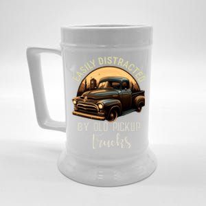 Easily Distracted By Old Pickup Trucks Classic Cars Lover Gift Beer Stein