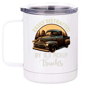 Easily Distracted By Old Pickup Trucks Classic Cars Lover Gift 12 oz Stainless Steel Tumbler Cup