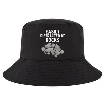 Easily Distracted By Rocks Funny Rock Lover Gift Cool Comfort Performance Bucket Hat