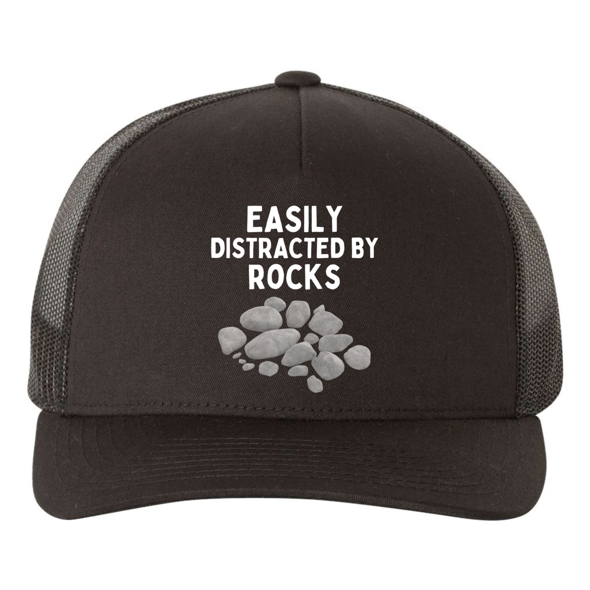 Easily Distracted By Rocks Funny Rock Lover Gift Yupoong Adult 5-Panel Trucker Hat