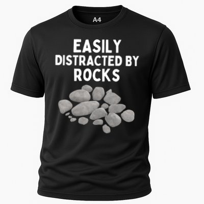 Easily Distracted By Rocks Funny Rock Lover Gift Performance Shirt