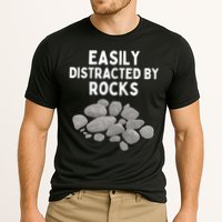 Easily Distracted By Rocks Funny Rock Lover Gift Cooling Performance Crew T-Shirt
