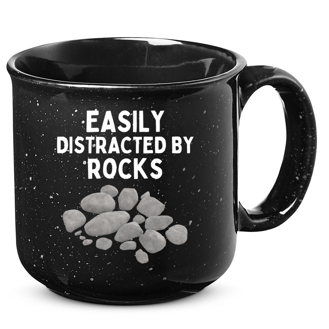Easily Distracted By Rocks Funny Rock Lover Gift 15oz Campfire Ceramic Mug