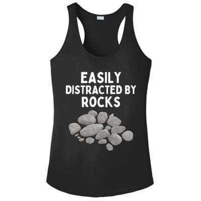 Easily Distracted By Rocks Funny Rock Lover Gift Ladies PosiCharge Competitor Racerback Tank
