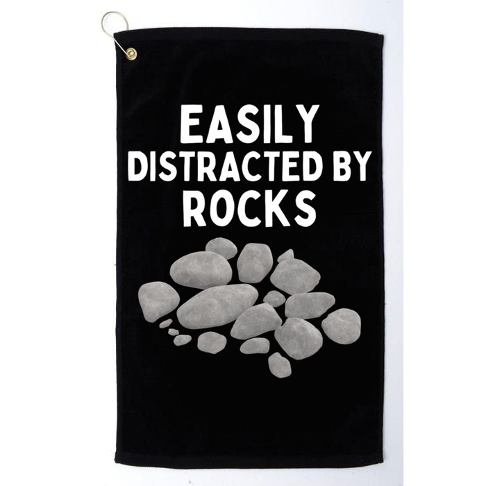 Easily Distracted By Rocks Funny Rock Lover Gift Golf Towel