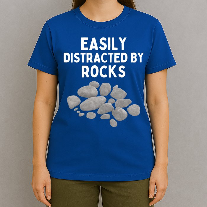 Easily Distracted By Rocks Funny Rock Lover Gift T-Shirt