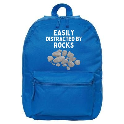 Easily Distracted By Rocks Funny Rock Lover Gift 16 in Basic Backpack