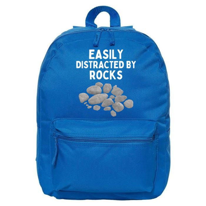 Easily Distracted By Rocks Funny Rock Lover Gift 16 in Basic Backpack