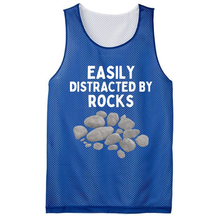 Easily Distracted By Rocks Funny Rock Lover Gift Mesh Reversible Basketball Jersey Tank