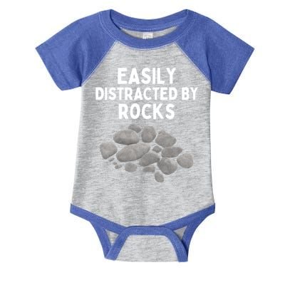 Easily Distracted By Rocks Funny Rock Lover Gift Infant Baby Jersey Bodysuit