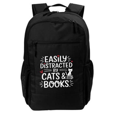 Easily Distracted By Cats And Books Funny Daily Commute Backpack