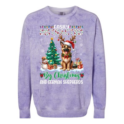 Easily Distracted By Christmas And Ger Shepherds Dog Xmas Swea Colorblast Crewneck Sweatshirt