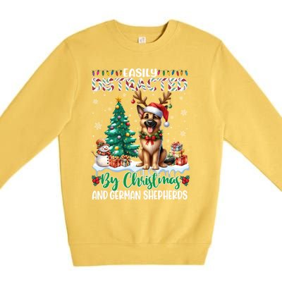 Easily Distracted By Christmas And Ger Shepherds Dog Xmas Swea Premium Crewneck Sweatshirt