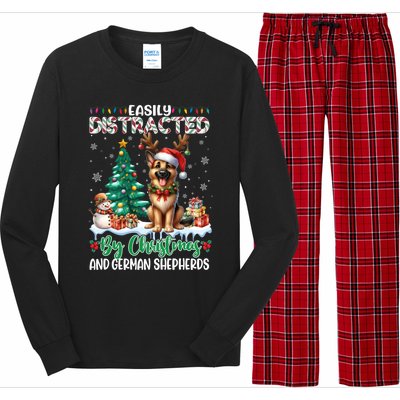 Easily Distracted By Christmas And Ger Shepherds Dog Xmas Swea Long Sleeve Pajama Set