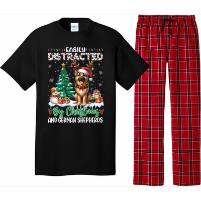 Easily Distracted By Christmas And Ger Shepherds Dog Xmas Swea Pajama Set