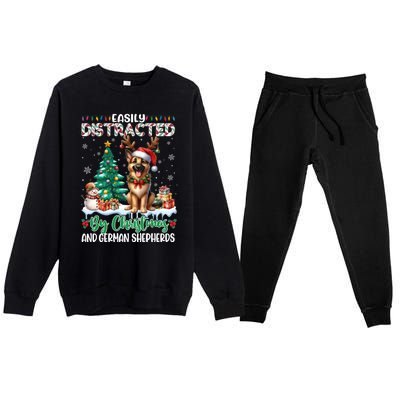 Easily Distracted By Christmas And Ger Shepherds Dog Xmas Swea Premium Crewneck Sweatsuit Set