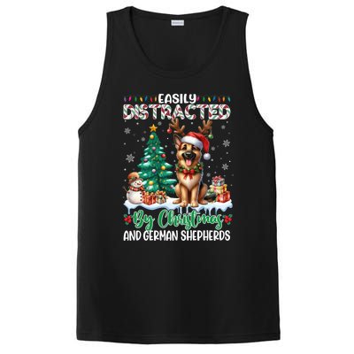 Easily Distracted By Christmas And Ger Shepherds Dog Xmas Swea PosiCharge Competitor Tank