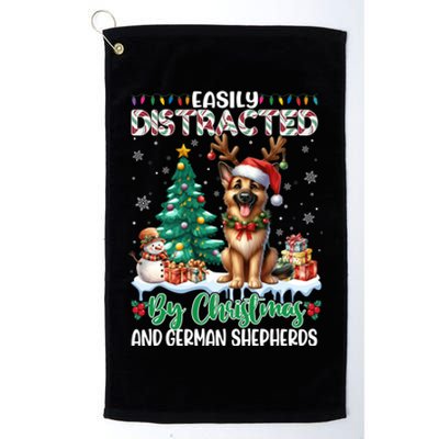 Easily Distracted By Christmas And Ger Shepherds Dog Xmas Swea Platinum Collection Golf Towel