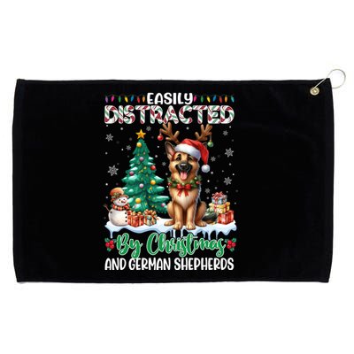 Easily Distracted By Christmas And Ger Shepherds Dog Xmas Swea Grommeted Golf Towel