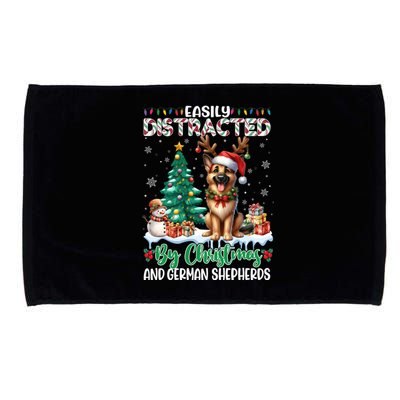 Easily Distracted By Christmas And Ger Shepherds Dog Xmas Swea Microfiber Hand Towel