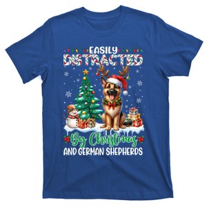 Easily Distracted By Christmas And Ger Shepherds Dog Xmas Swea T-Shirt