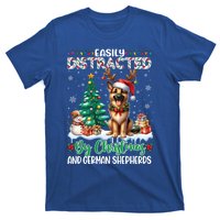 Easily Distracted By Christmas And Ger Shepherds Dog Xmas Swea T-Shirt