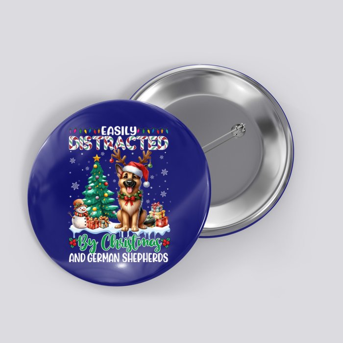 Easily Distracted By Christmas And Ger Shepherds Dog Xmas Swea Button