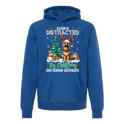 Easily Distracted By Christmas And Ger Shepherds Dog Xmas Swea Premium Hoodie