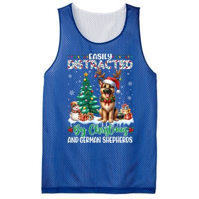 Easily Distracted By Christmas And Ger Shepherds Dog Xmas Swea Mesh Reversible Basketball Jersey Tank