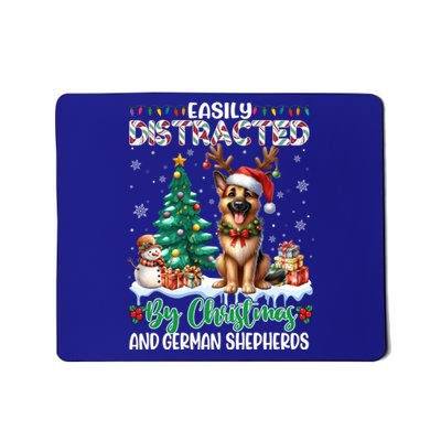 Easily Distracted By Christmas And Ger Shepherds Dog Xmas Swea Mousepad