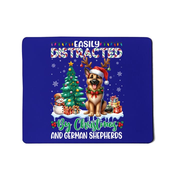 Easily Distracted By Christmas And Ger Shepherds Dog Xmas Swea Mousepad