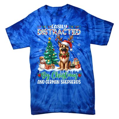 Easily Distracted By Christmas And Ger Shepherds Dog Xmas Swea Tie-Dye T-Shirt