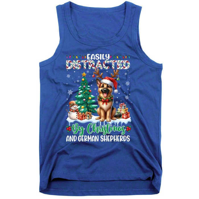 Easily Distracted By Christmas And Ger Shepherds Dog Xmas Swea Tank Top