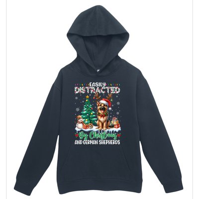 Easily Distracted By Christmas And Ger Shepherds Dog Xmas Swea Urban Pullover Hoodie