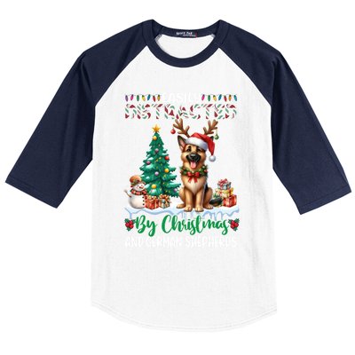 Easily Distracted By Christmas And Ger Shepherds Dog Xmas Swea Baseball Sleeve Shirt