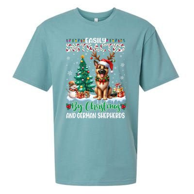 Easily Distracted By Christmas And Ger Shepherds Dog Xmas Swea Sueded Cloud Jersey T-Shirt