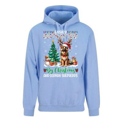 Easily Distracted By Christmas And Ger Shepherds Dog Xmas Swea Unisex Surf Hoodie